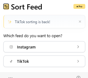 Sortfeed Program dashboard shoing it installed