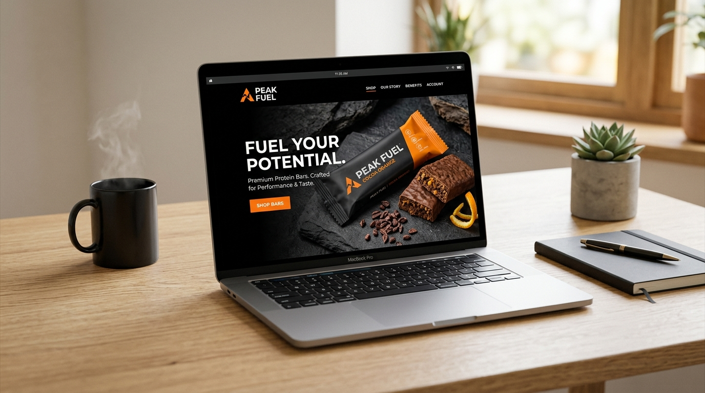 A small business website built with AI shown on a laptop