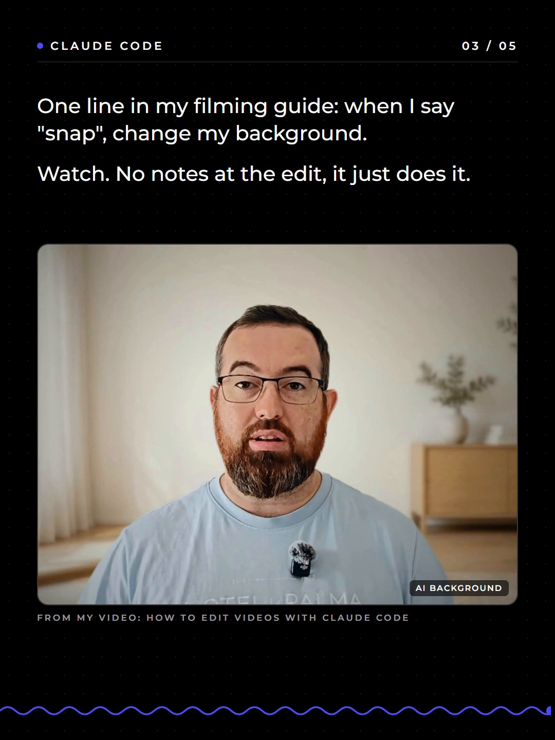A slide from my video carousel with a short clip of me playing under the headline